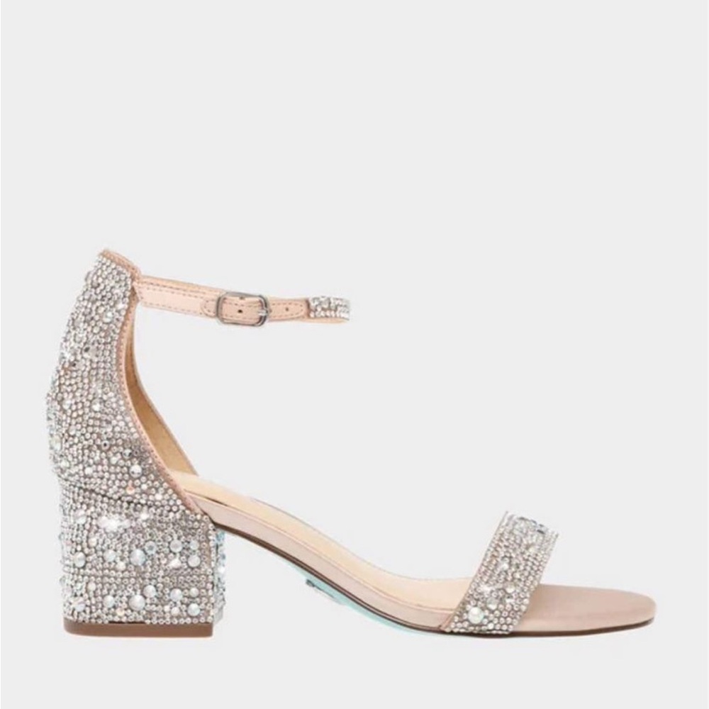 Betsey Johnson MARI CHAMPAGNE Bedazzled Heels
